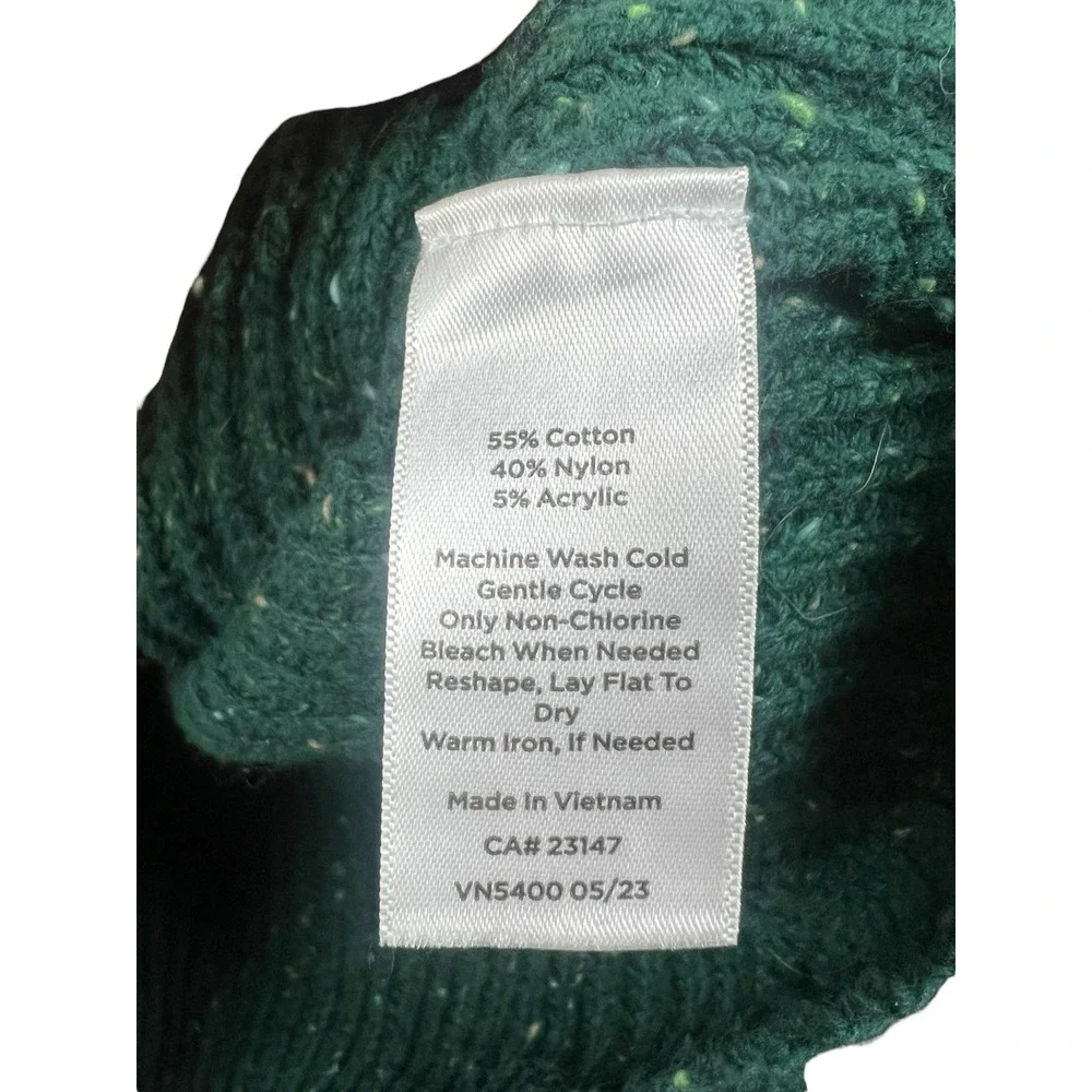 Talbots XL Green Tweed‎ Puff Sleeve Cable Knit Button Cardigan Speckled Sweater - Picture 7 of 10